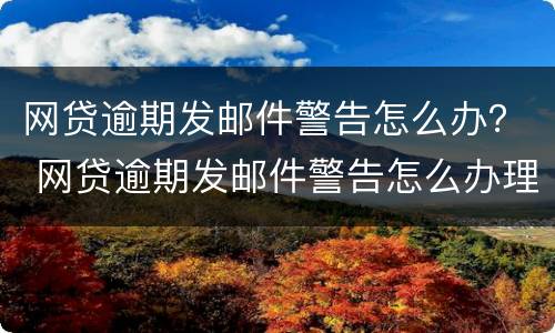 网贷逾期发邮件警告怎么办？ 网贷逾期发邮件警告怎么办理
