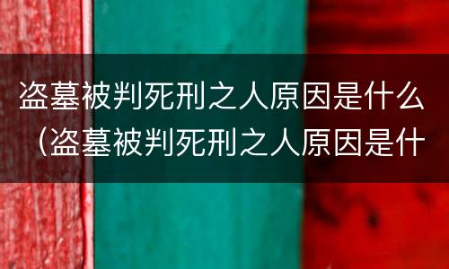 盗墓被判死刑之人原因是什么（盗墓被判死刑之人原因是什么呢）