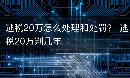 逃税20万怎么处理和处罚？ 逃税20万判几年