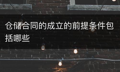 仓储合同的成立的前提条件包括哪些