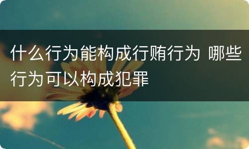 什么行为能构成行贿行为 哪些行为可以构成犯罪