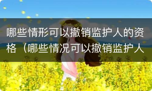哪些情形可以撤销监护人的资格（哪些情况可以撤销监护人资格）