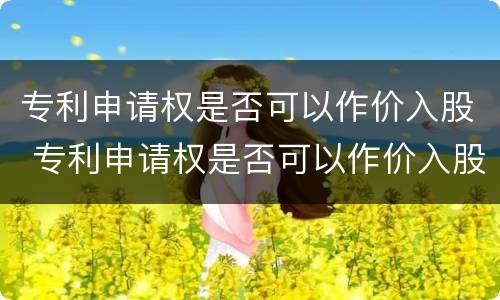 专利申请权是否可以作价入股 专利申请权是否可以作价入股公司
