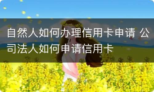 自然人如何办理信用卡申请 公司法人如何申请信用卡