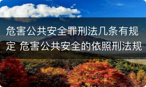 危害公共安全罪刑法几条有规定 危害公共安全的依照刑法规定按什么定罪处罚