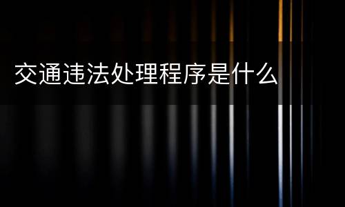 交通违法处理程序是什么