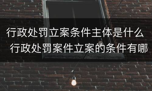 行政处罚立案条件主体是什么 行政处罚案件立案的条件有哪些
