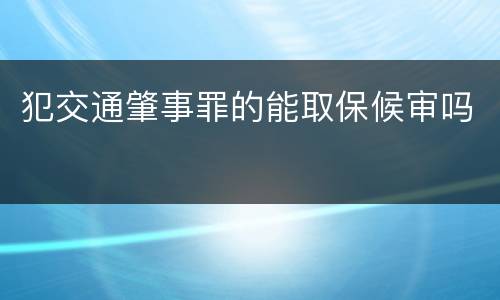 犯交通肇事罪的能取保候审吗