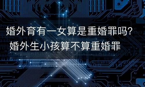婚外育有一女算是重婚罪吗？ 婚外生小孩算不算重婚罪