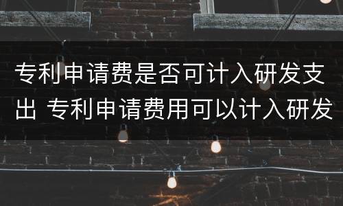 专利申请费是否可计入研发支出 专利申请费用可以计入研发费用其他费用吗