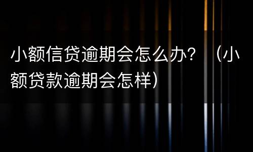 小额信贷逾期会怎么办？（小额贷款逾期会怎样）