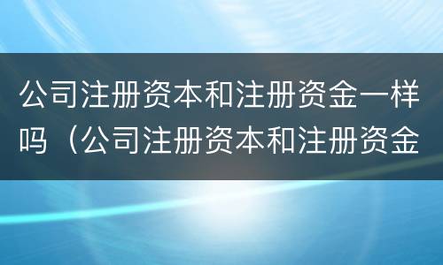 公司注册资本和注册资金一样吗（公司注册资本和注册资金一样吗合法吗）