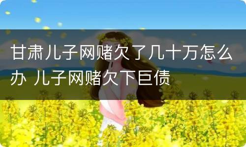 甘肃儿子网赌欠了几十万怎么办 儿子网赌欠下巨债