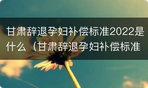 甘肃辞退孕妇补偿标准2022是什么（甘肃辞退孕妇补偿标准2022是什么时候发）