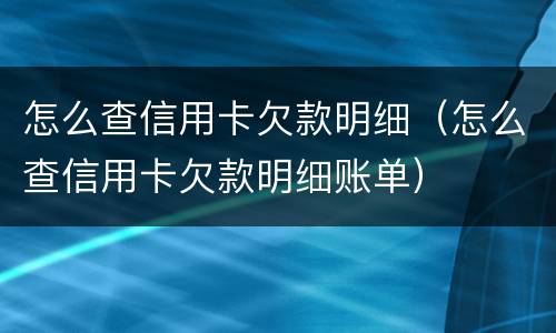 怎么查信用卡欠款明细（怎么查信用卡欠款明细账单）