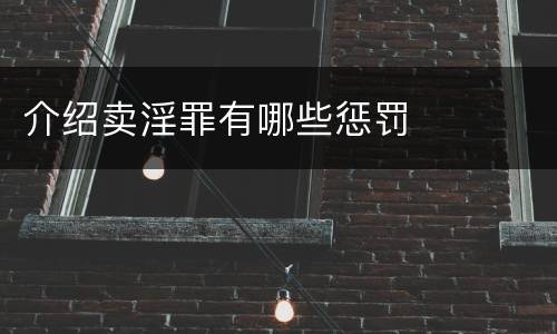 介绍卖淫罪有哪些惩罚