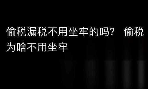 偷税漏税不用坐牢的吗？ 偷税为啥不用坐牢