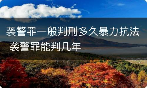 袭警罪一般判刑多久暴力抗法 袭警罪能判几年