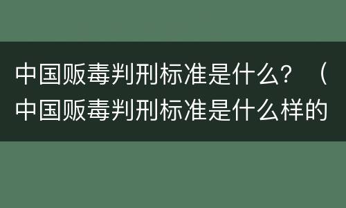 中国贩毒判刑标准是什么？（中国贩毒判刑标准是什么样的）
