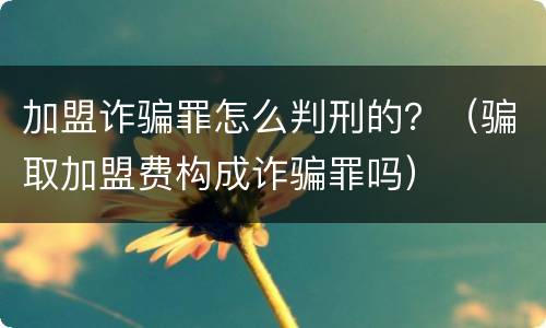 加盟诈骗罪怎么判刑的？（骗取加盟费构成诈骗罪吗）
