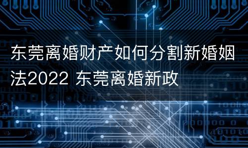 东莞离婚财产如何分割新婚姻法2022 东莞离婚新政