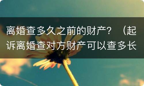 离婚查多久之前的财产？（起诉离婚查对方财产可以查多长时间的）