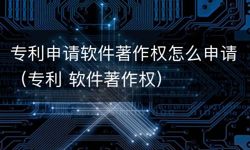 专利申请软件著作权怎么申请（专利 软件著作权）