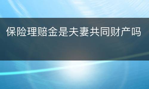 保险理赔金是夫妻共同财产吗