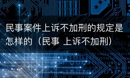 民事案件上诉不加刑的规定是怎样的（民事 上诉不加刑）