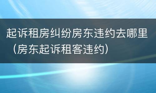 起诉租房纠纷房东违约去哪里（房东起诉租客违约）