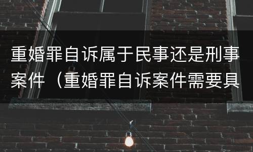 重婚罪自诉属于民事还是刑事案件（重婚罪自诉案件需要具备什么条件）