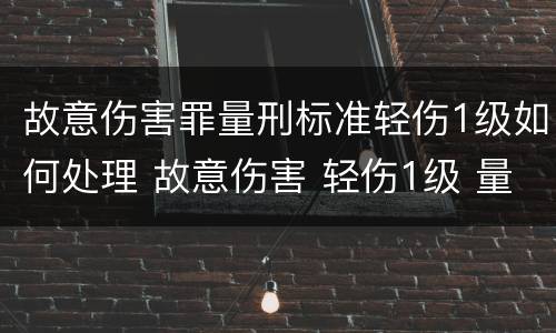故意伤害罪量刑标准轻伤1级如何处理 故意伤害 轻伤1级 量刑标准