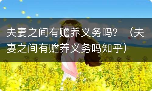 夫妻之间有赡养义务吗？（夫妻之间有赡养义务吗知乎）