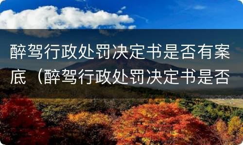 醉驾行政处罚决定书是否有案底（醉驾行政处罚决定书是否有案底怎么查）