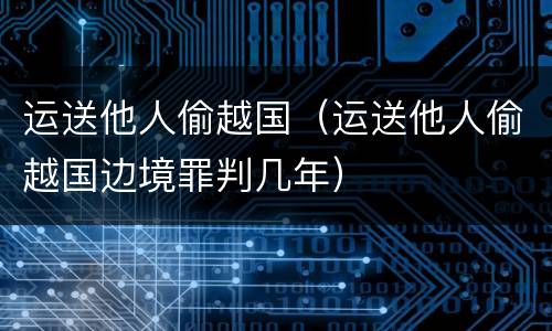 运送他人偷越国（运送他人偷越国边境罪判几年）