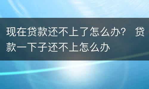 现在贷款还不上了怎么办？ 贷款一下子还不上怎么办