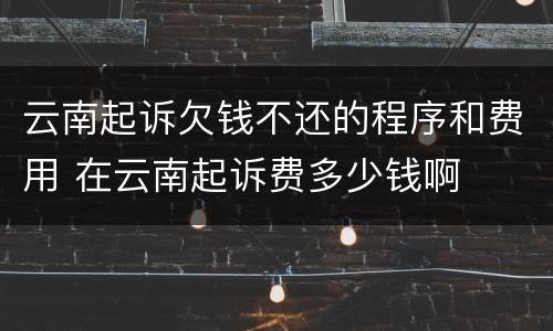 云南起诉欠钱不还的程序和费用 在云南起诉费多少钱啊