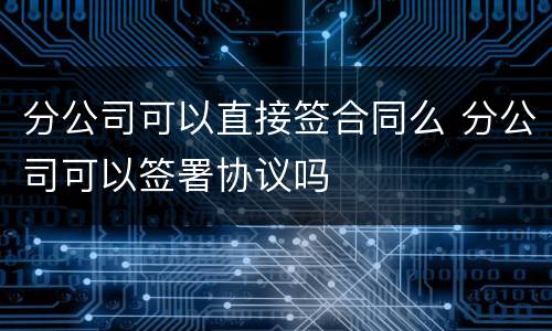 分公司可以直接签合同么 分公司可以签署协议吗
