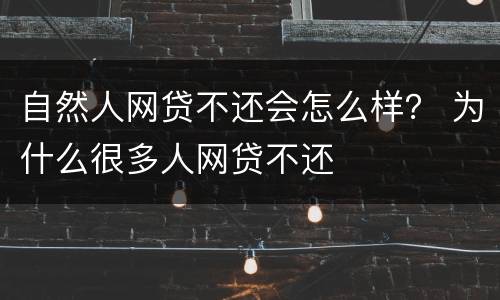 自然人网贷不还会怎么样？ 为什么很多人网贷不还