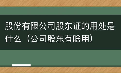 股份有限公司股东证的用处是什么（公司股东有啥用）