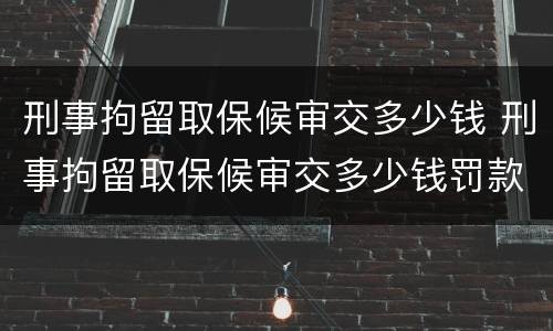 刑事拘留取保候审交多少钱 刑事拘留取保候审交多少钱罚款