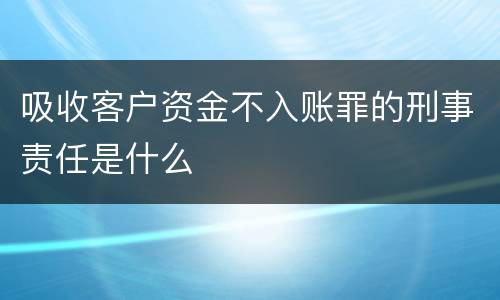 吸收客户资金不入账罪的刑事责任是什么