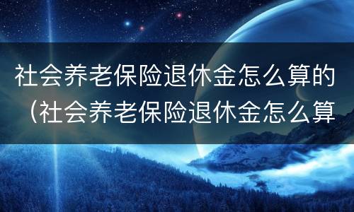 社会养老保险退休金怎么算的（社会养老保险退休金怎么算的呀）