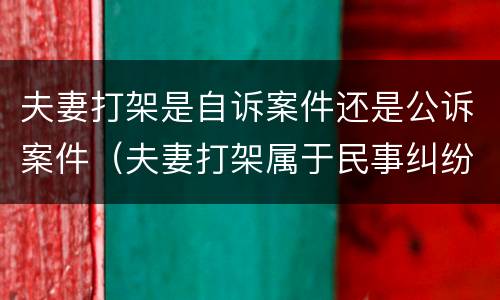 夫妻打架是自诉案件还是公诉案件（夫妻打架属于民事纠纷吗）