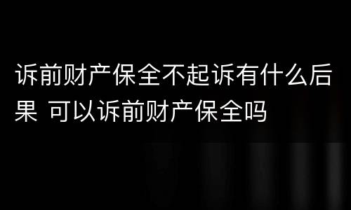 诉前财产保全不起诉有什么后果 可以诉前财产保全吗