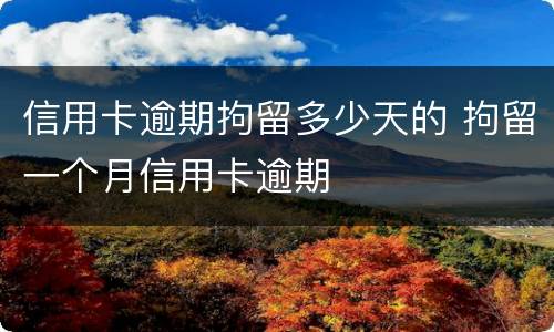 信用卡逾期拘留多少天的 拘留一个月信用卡逾期