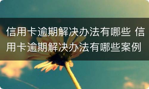 信用卡逾期解决办法有哪些 信用卡逾期解决办法有哪些案例