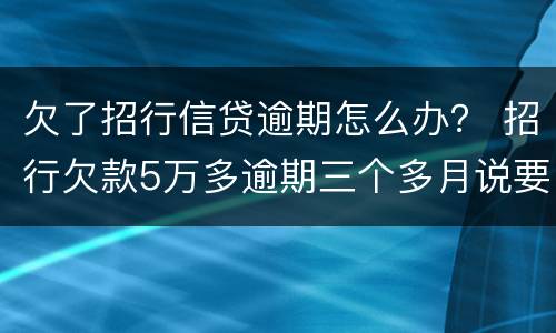 欠了招行信贷逾期怎么办？ 招行欠款5万多逾期三个多月说要报警抓我