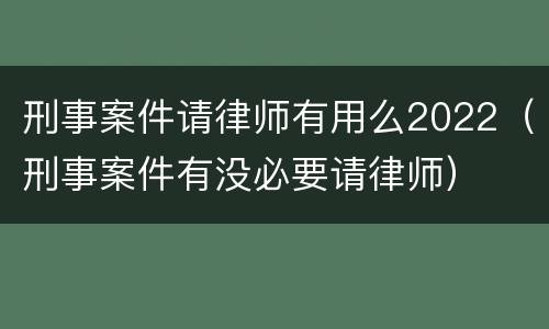 刑事案件请律师有用么2022（刑事案件有没必要请律师）