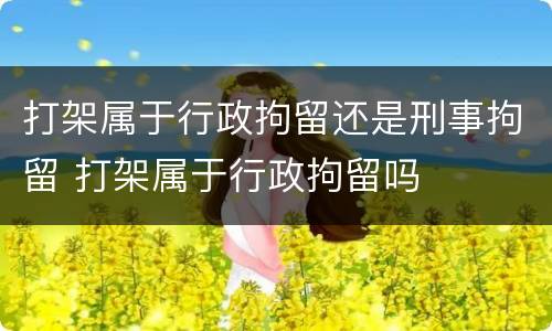 打架属于行政拘留还是刑事拘留 打架属于行政拘留吗